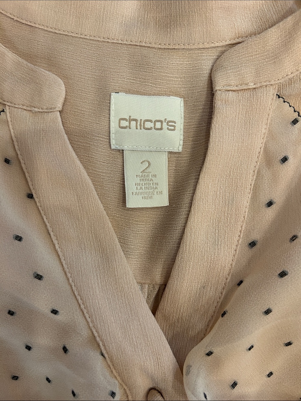 Chico's Blush Beige/Peach Ruffle Button-Front Top - Picture 2 of 9